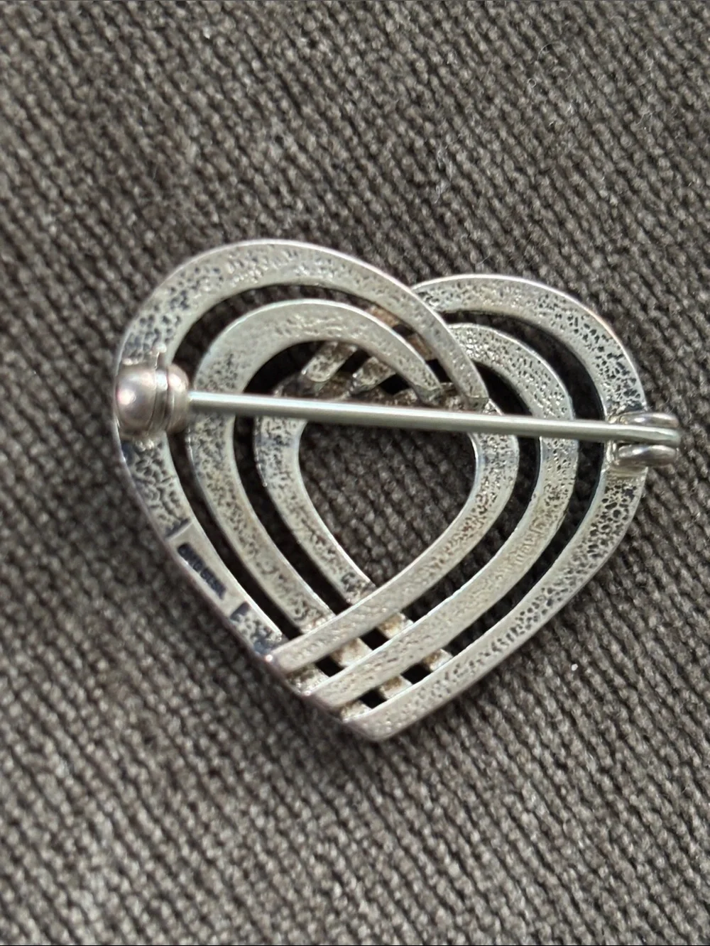 OLA MARY GORIE Sterling Silver Vntg 1960’s Scottish Heart Pin Brooch Fine Jewelr